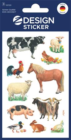 Matrica, papír, 3 ív, 76x120 mm, AVERY ZWECKFORM, "Z-Design No.53720", háziállatok